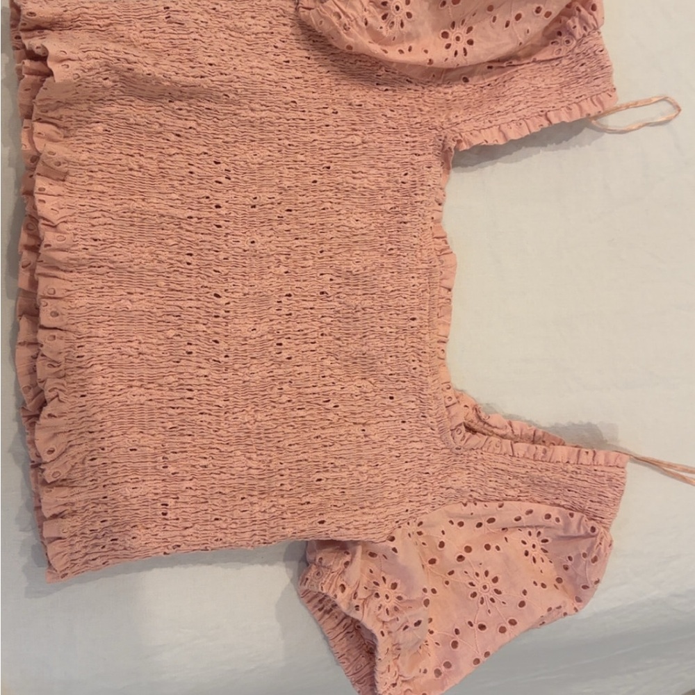 ASTR The Label Smocked Eyelet Top
